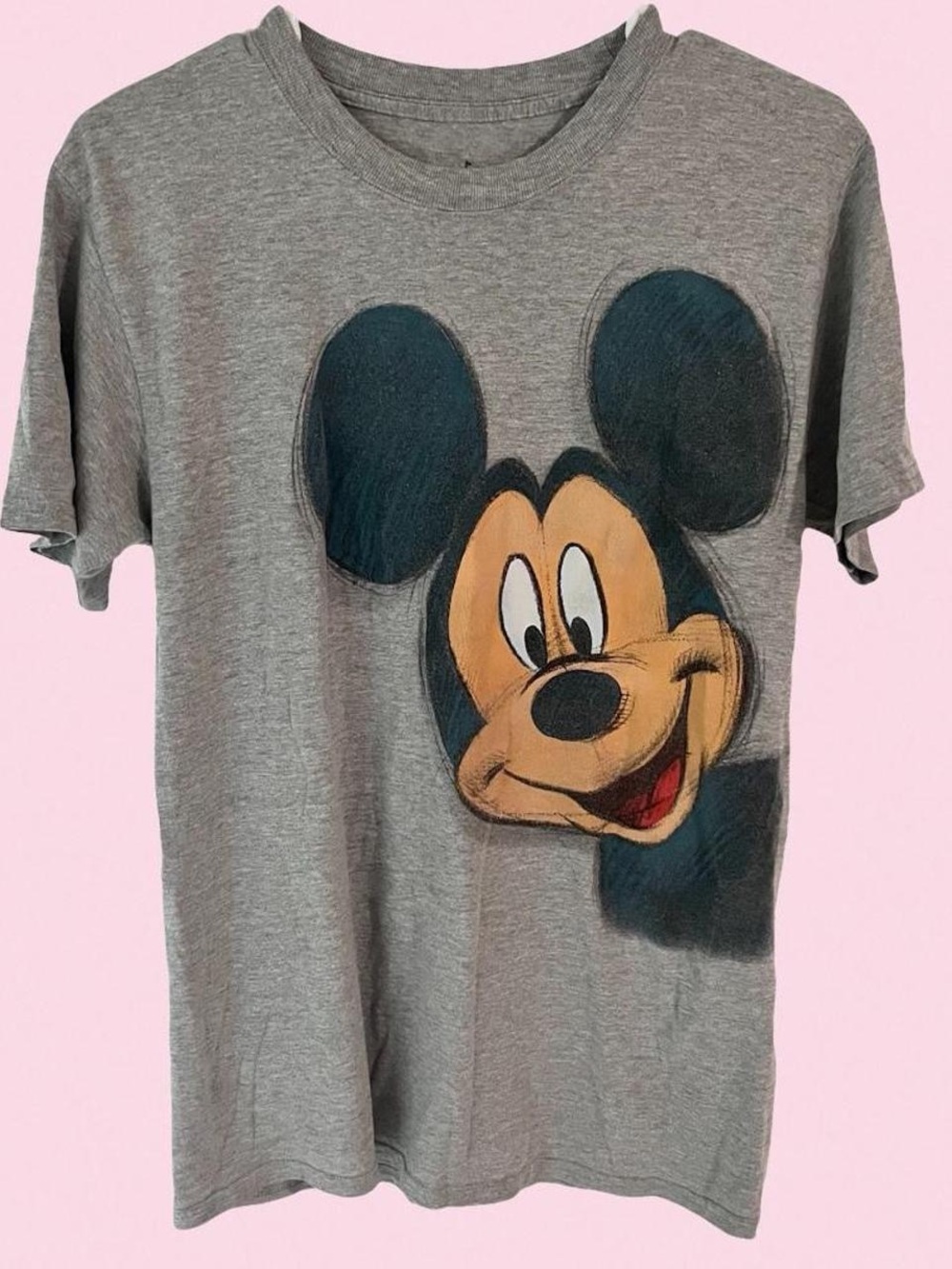 Gray T-Shirt with Large Mickey Mouse Face